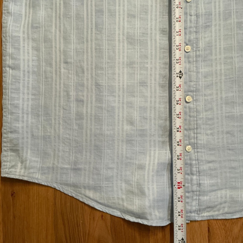 Caribbean Mens Linen Shirt XLT Tall Light Blue Long Sleeve Button Down - Picture 6 of 6